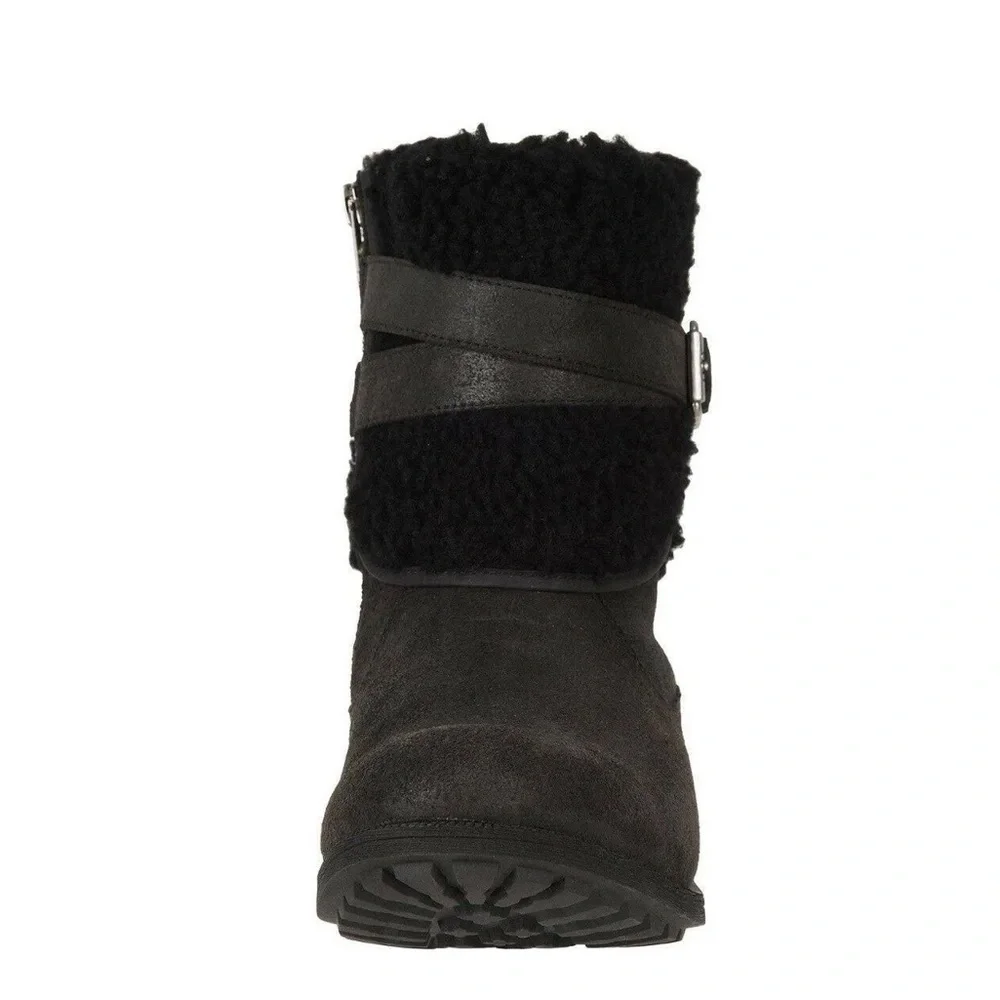 UGG BLAYRE III LEATHER WOOL BLACK FULLY LINED ANKLE MID ZIP BOOTS SIZE‎ 6…